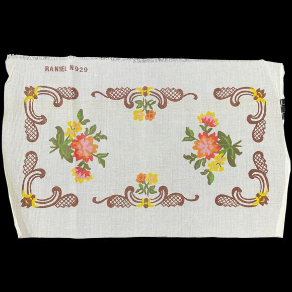Vintage Bench Cover Needlepoint Canvas Unstitched Raniel N 929 Floral 12 x 24" - Picture 1 of 9